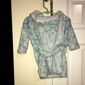 Modern Baby Comfy Hooded Bathrobe. Light Blue color with Beautiful Daisy design